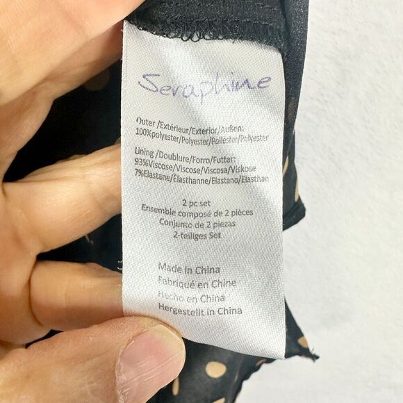 Seraphine Sheer Polka Dot Midi Shirt Dress Size 2 Maternity Black Chiffon - Picture 6 of 6